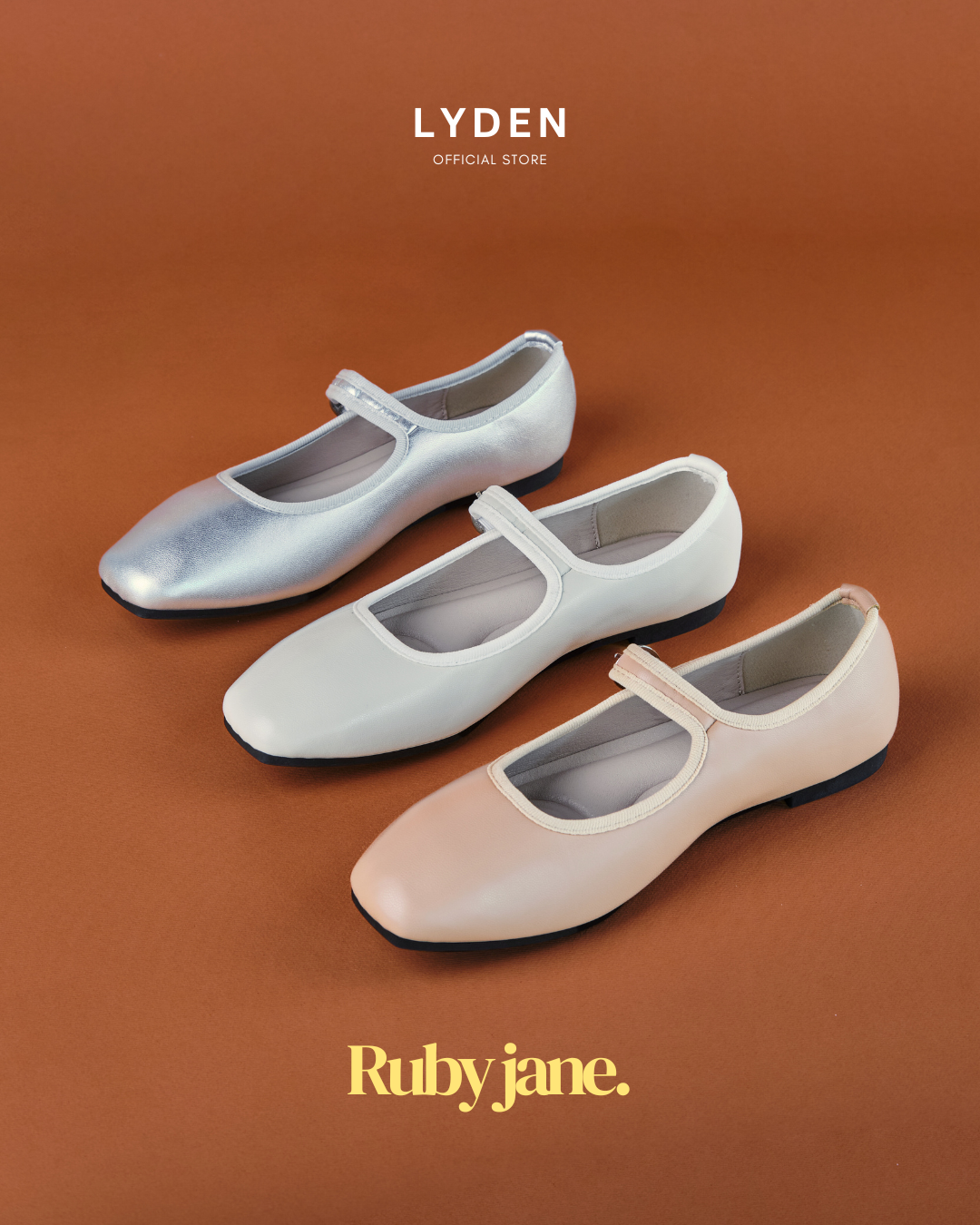 【NEW】Lyden Ruby Jane Series Flats - Beige//Brown//Grey