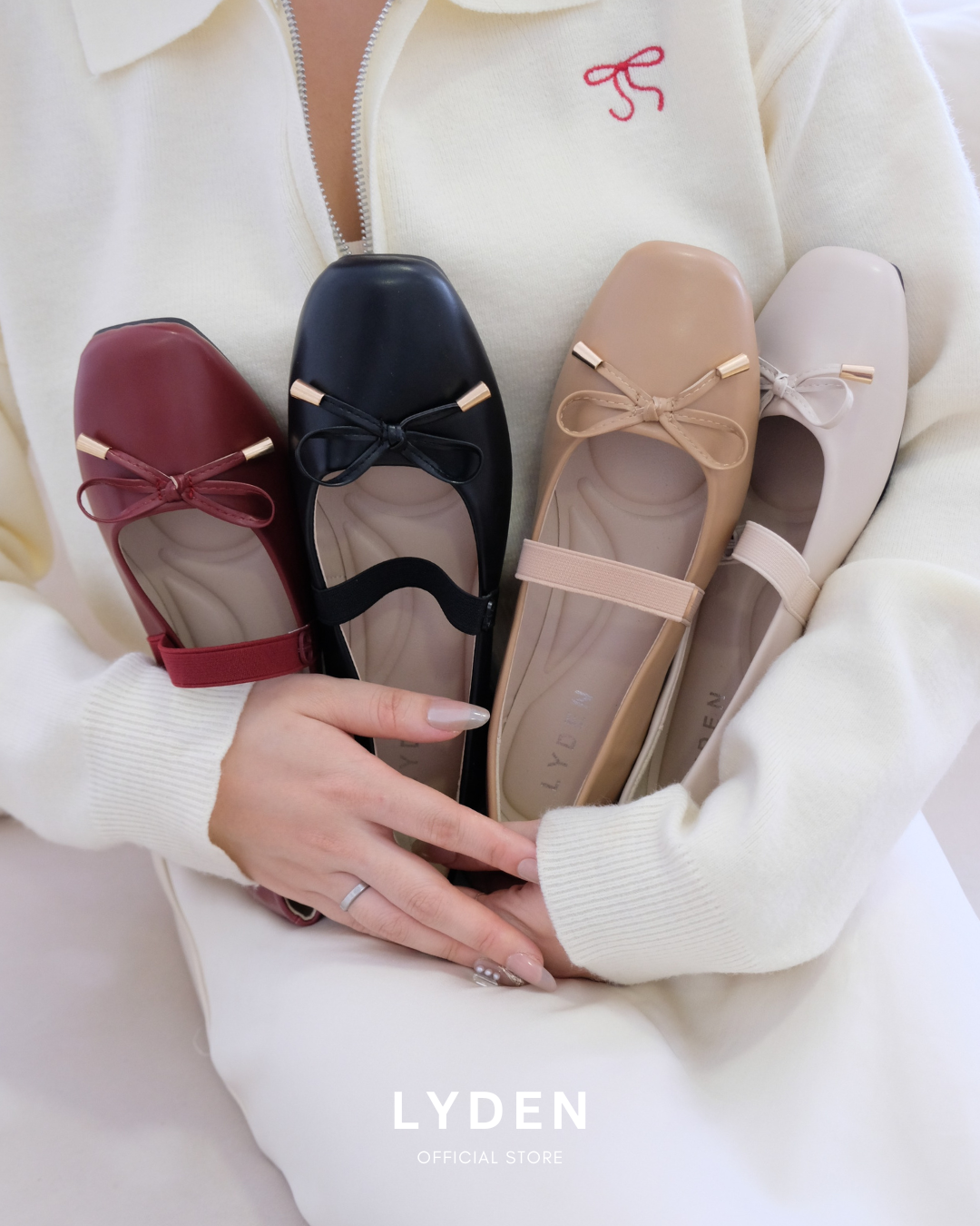 【NEW】Lyden Mary Jane Flats with Elastic Strap - Beige//Khaki//Maroon//Classic Black