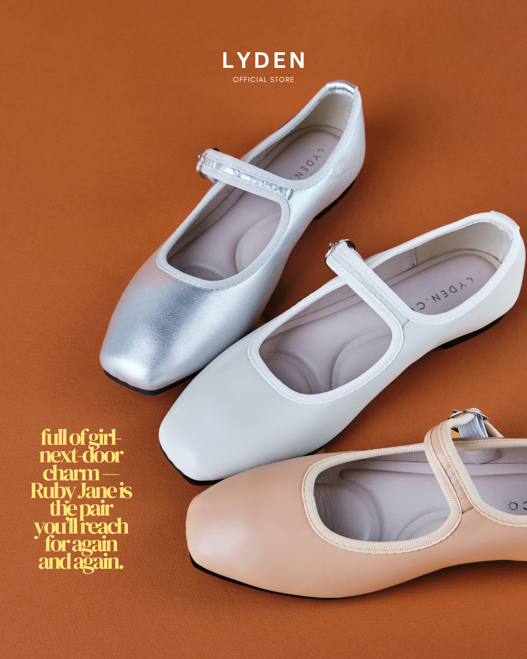 【NEW】Lyden Ruby Jane Series Flats - Beige//Brown//Grey