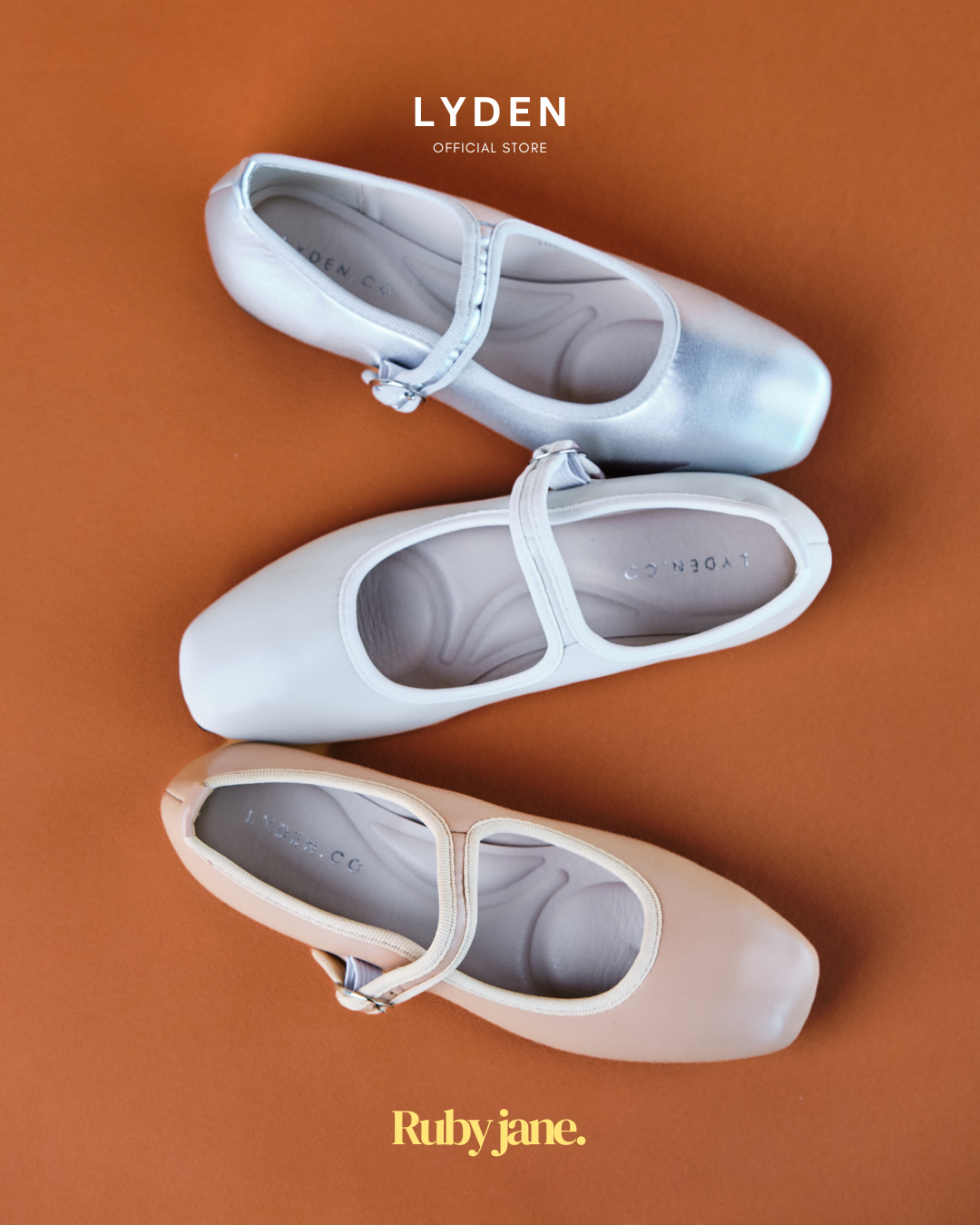 【NEW】Lyden Ruby Jane Series Flats - Beige//Brown//Grey