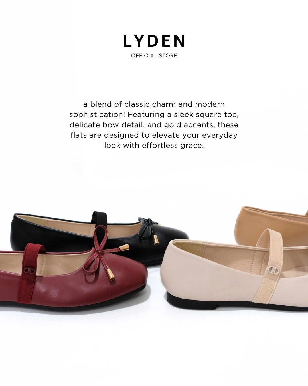 【NEW】Lyden Mary Jane Flats with Elastic Strap - Beige//Khaki//Maroon//Classic Black