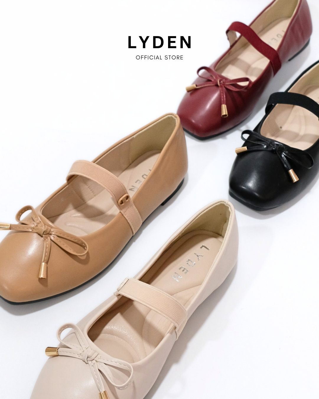 【NEW】Lyden Mary Jane Flats with Elastic Strap - Beige//Khaki//Maroon//Classic Black