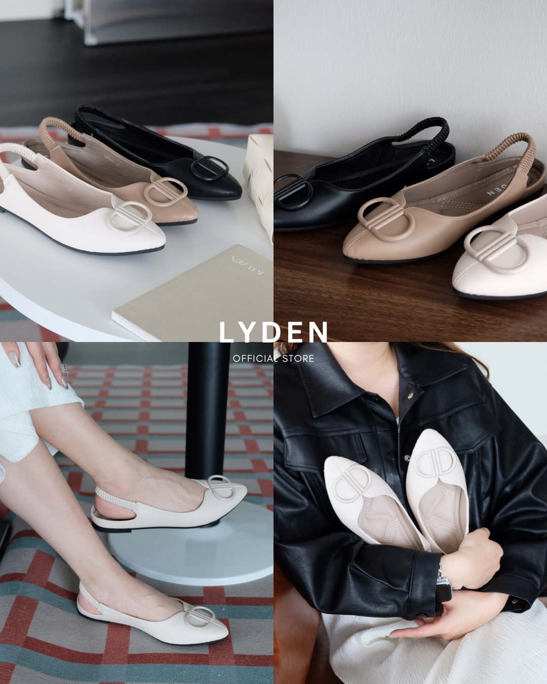 【NEW】Lyden Dreamy Glam Chic Open-back Series Flats - Brown