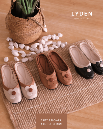 【Le Flowers The Secret Garden Series】No.4 Petal Slip-On Womens Flats/ Womens floral flats /Kasut Bunga Perempuan - Classic Black//Brown//Beige