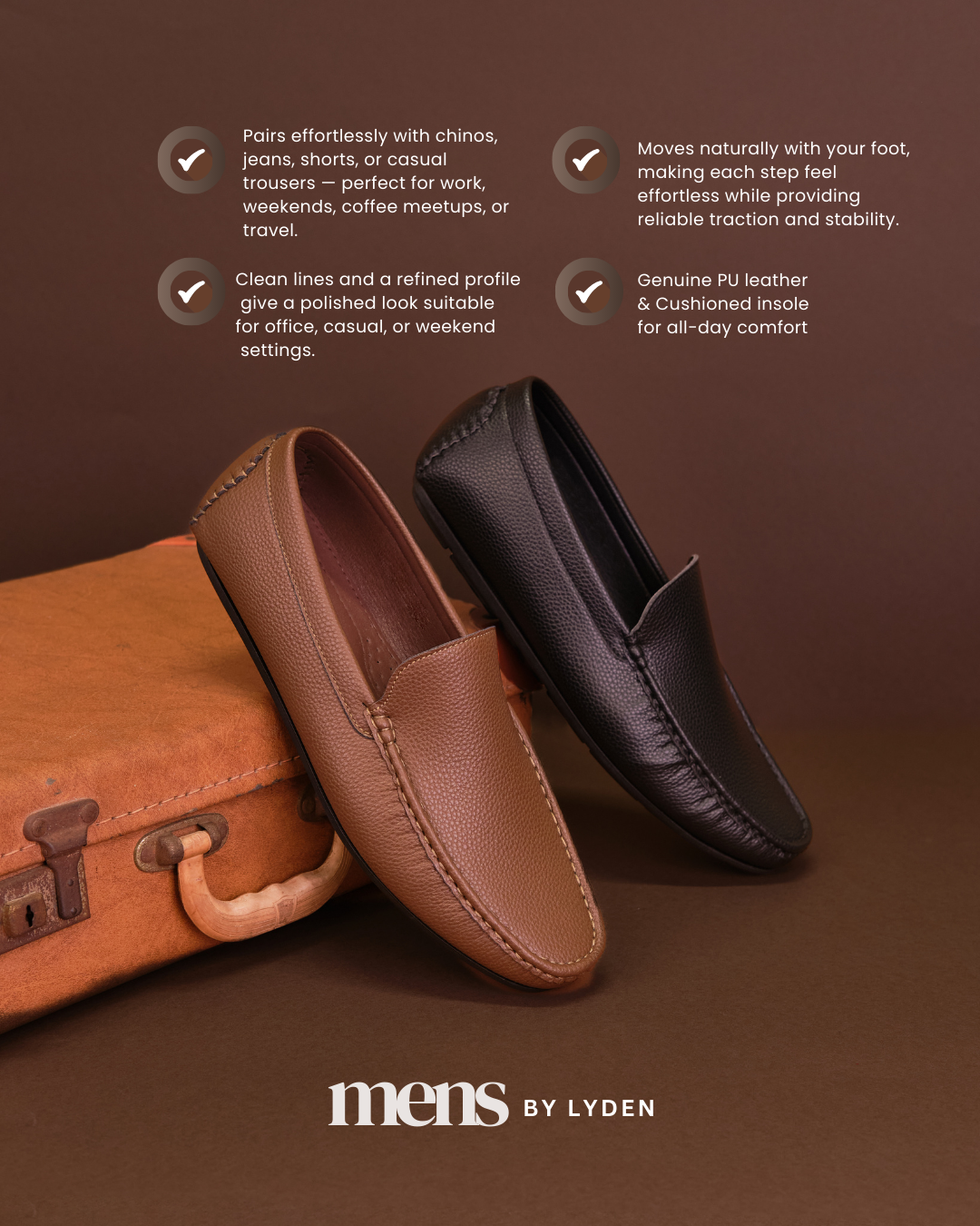 【MENS BY LYDEN】Ardy Moccasins Series - Classic Black//Brown