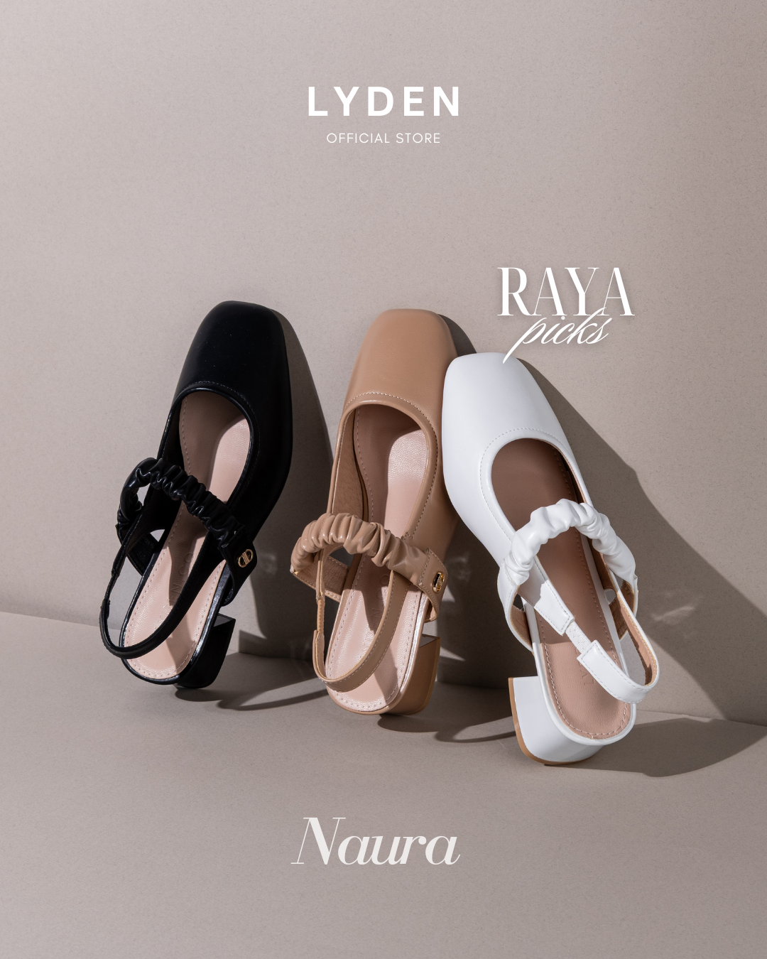 【NEW】Lyden Naura series 5cm pump heels - Classic Black//White//Khaki