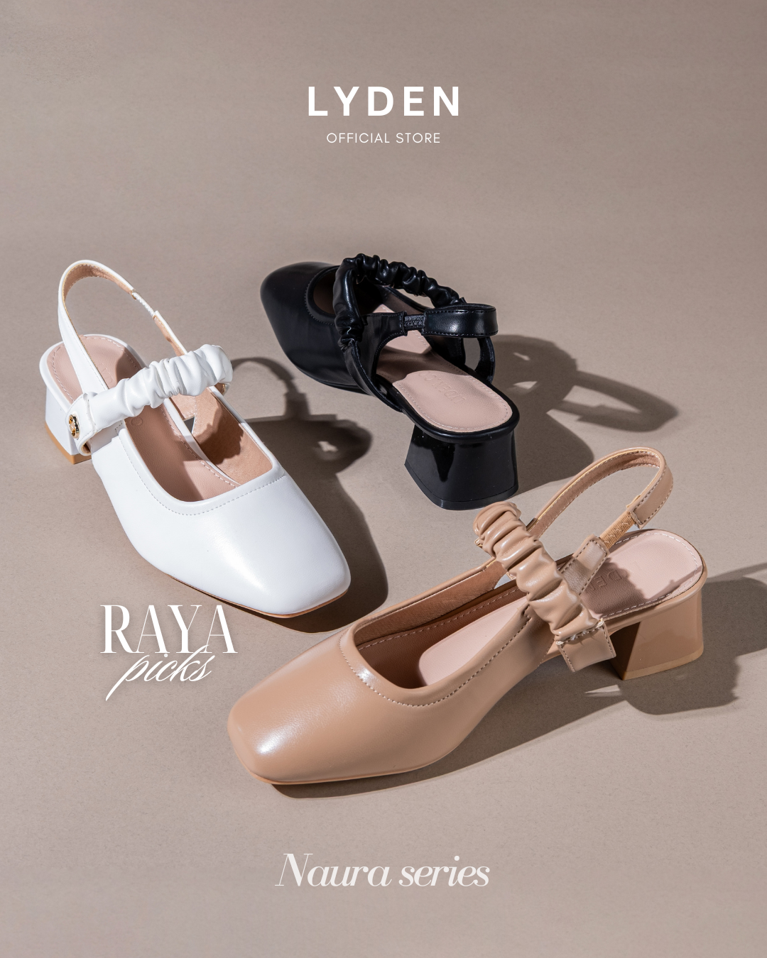 【NEW】Lyden Naura series 5cm pump heels - Classic Black//White//Khaki