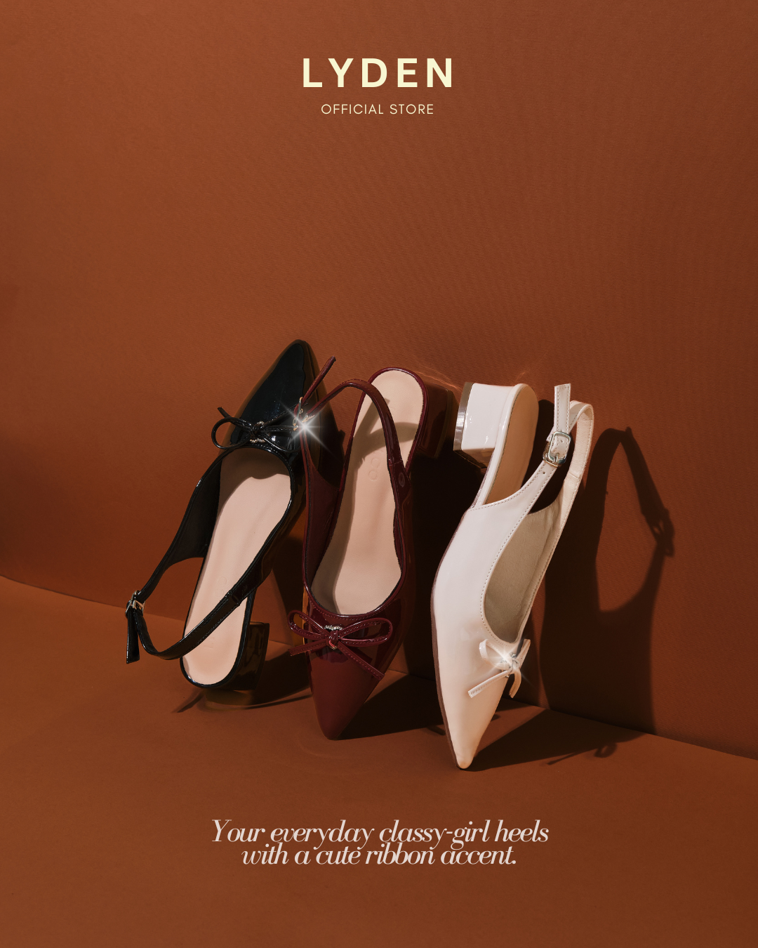 【NEW】 Lyden Ribbon Kiss Glossy Series 4cm Pump Heels