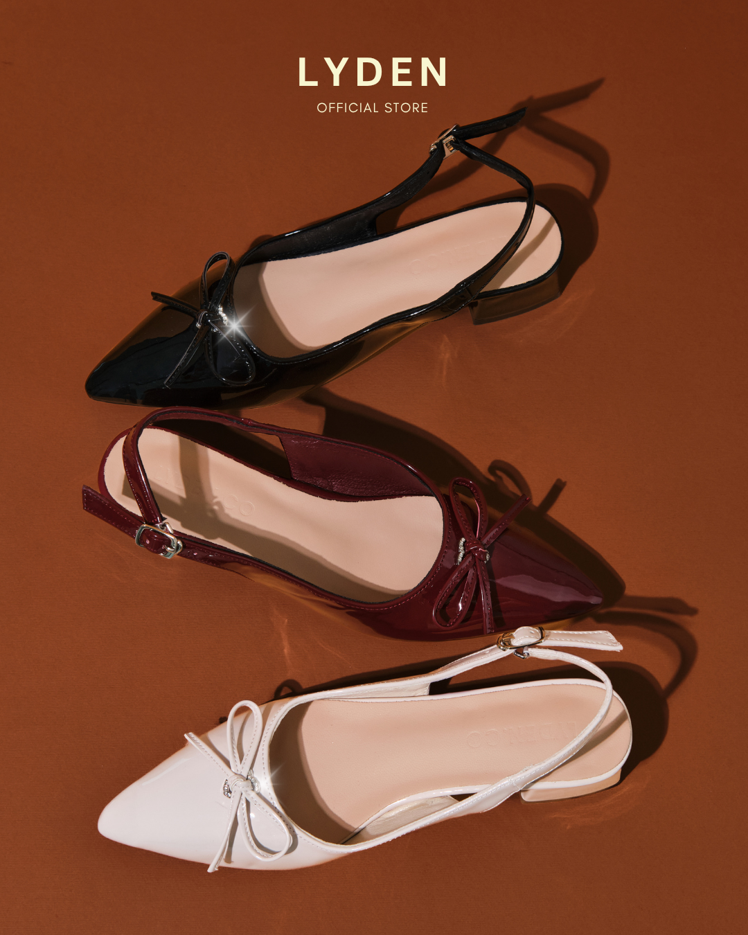 【NEW】 Lyden Ribbon Kiss Glossy Series 4cm Pump Heels