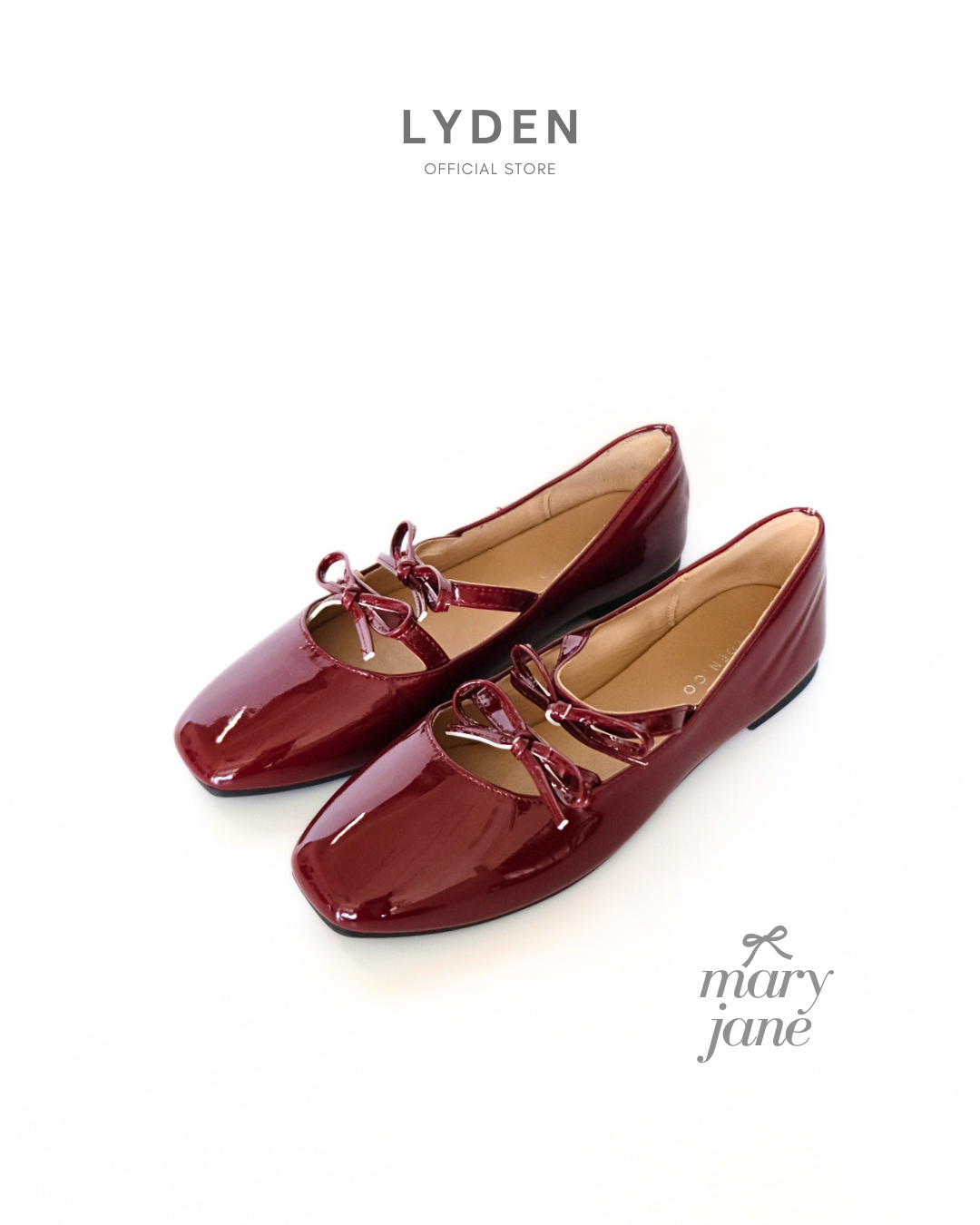 Lyden Mary Jane Bow and Jane Series Flats - Classic Black//Maroon//Beige