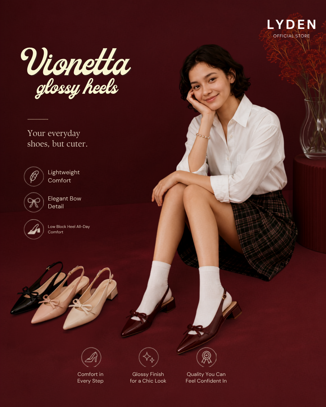 【NEW】Lyden Vionetta Glossy Series 4cm Pump Heels