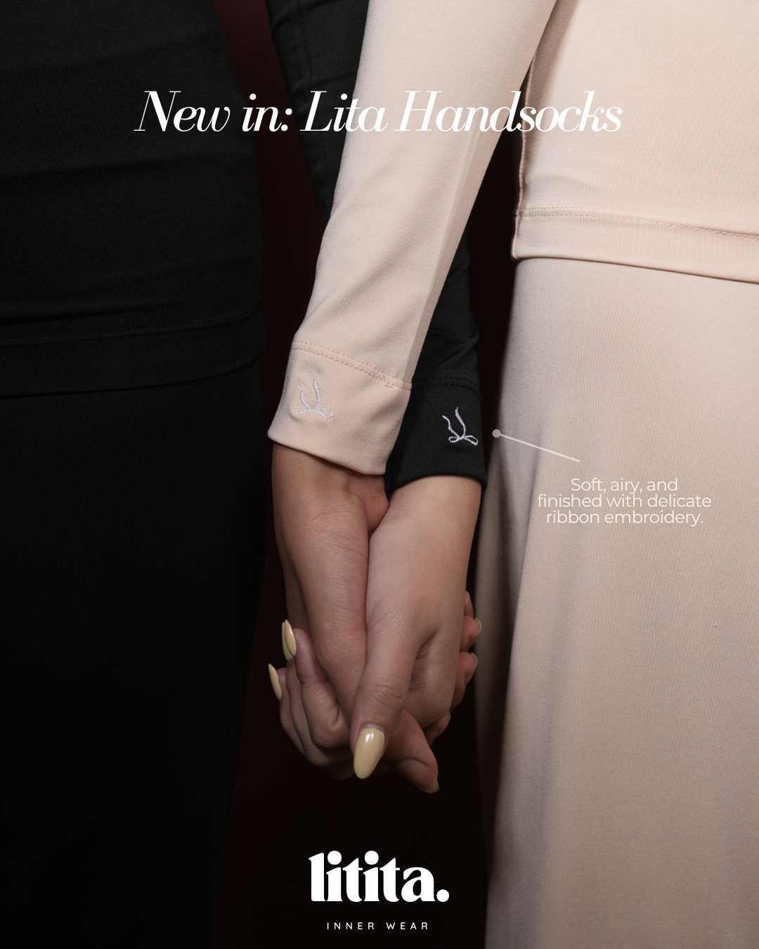 【Litita Silky Sleek】Handsocks / Microfibre / Modest Wear Handsocks / Arm Sleeves  - Black // White // Nude
