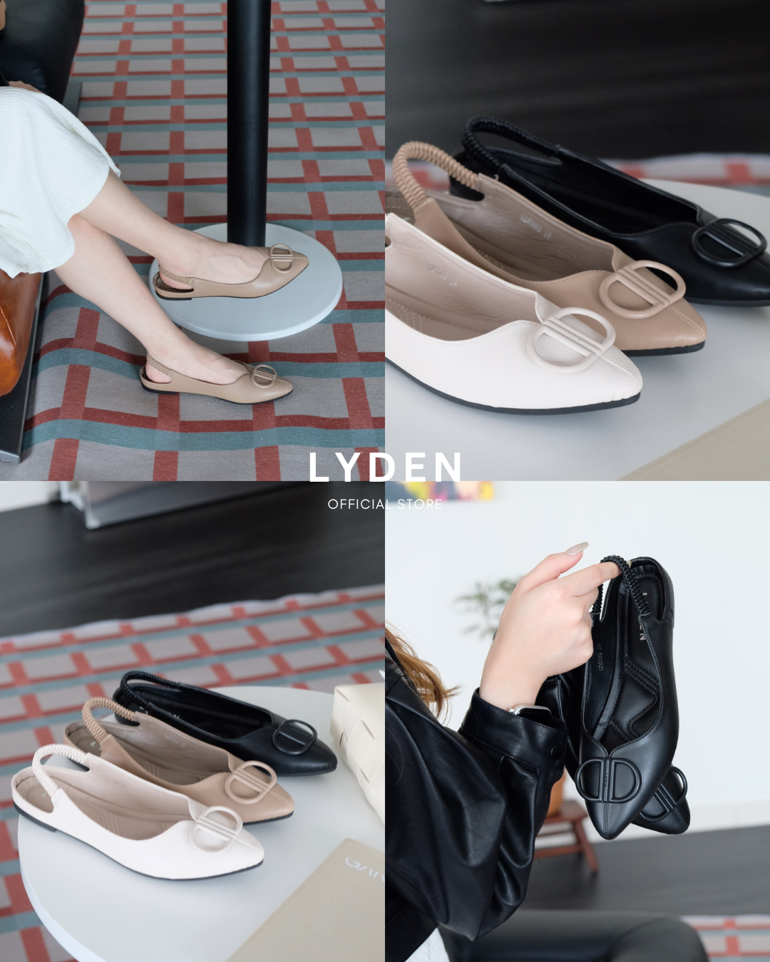 【NEW】Lyden Dreamy Glam Chic Open-back Series Flats - Brown