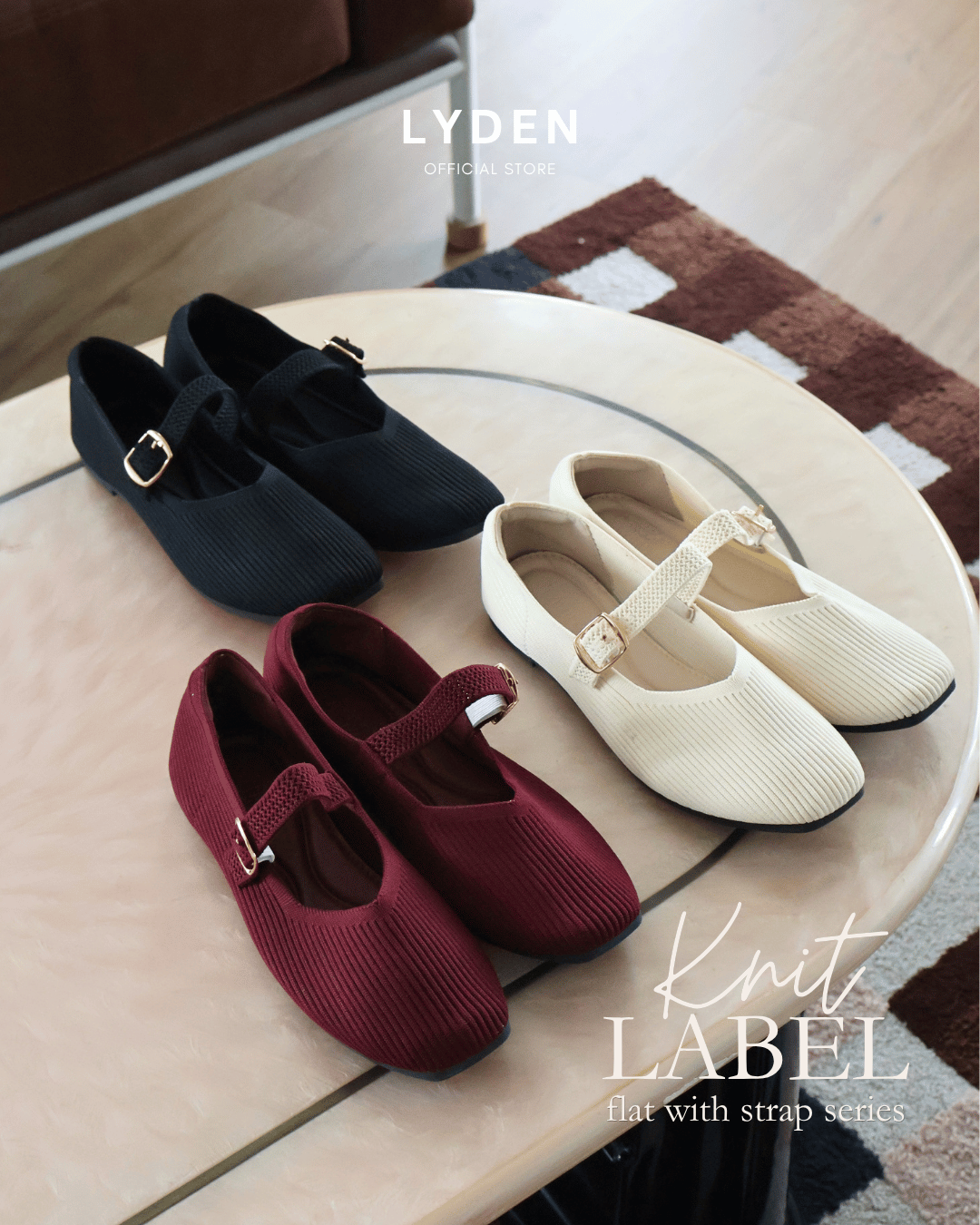 【NEW】【Knit Label】Flats with Strap Series