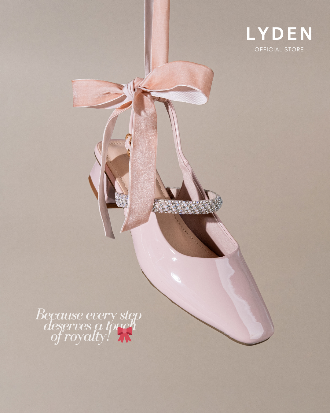 【NEW】Lyden Kasut Raya Tiarra series 4cm pump heels - Classic Black//Off White//Beige//Pink