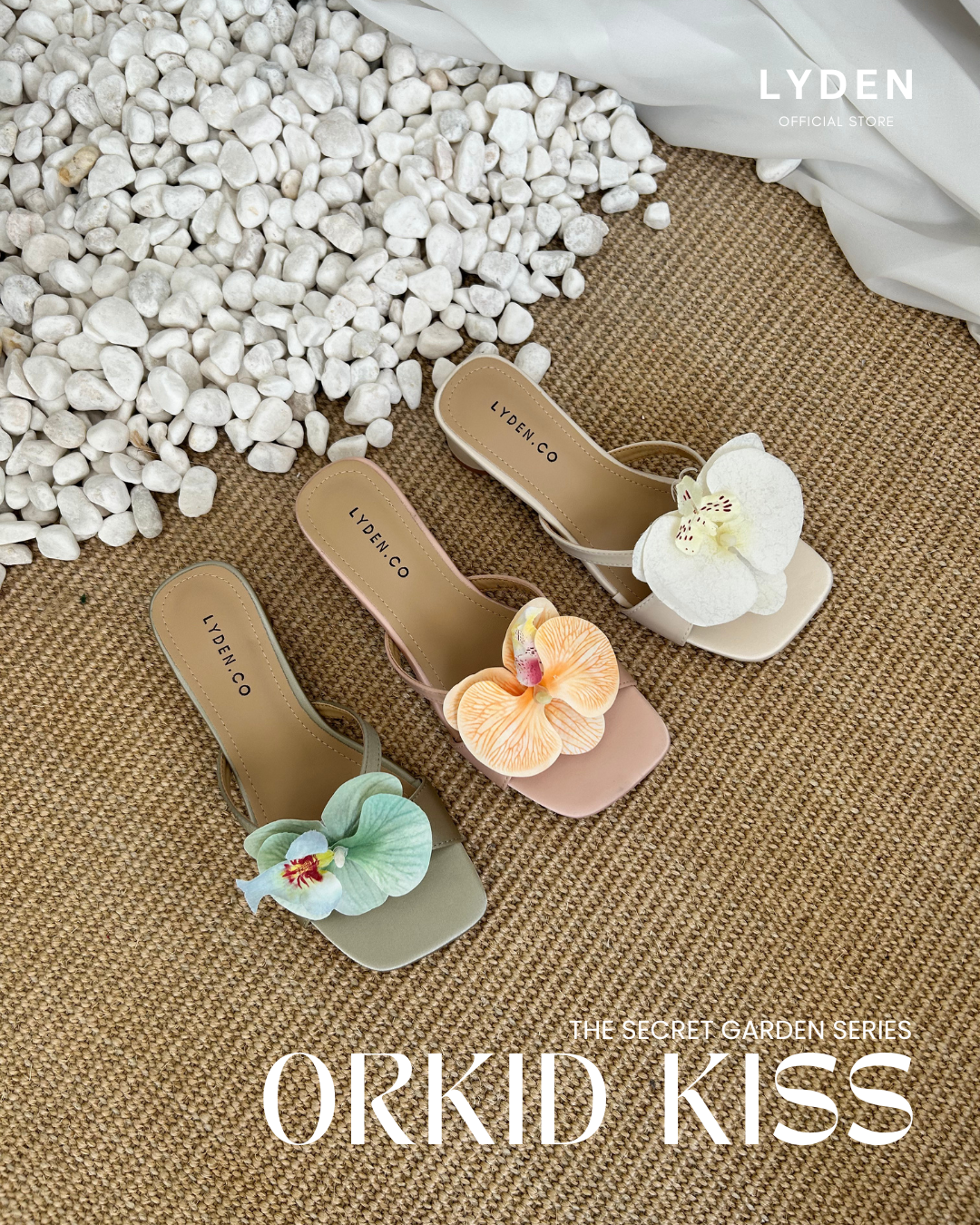 【Le Flowers The Secret Garden Series】Orkid Kiss Series 4.5cm pump heels - Beige//Pink//Cyan