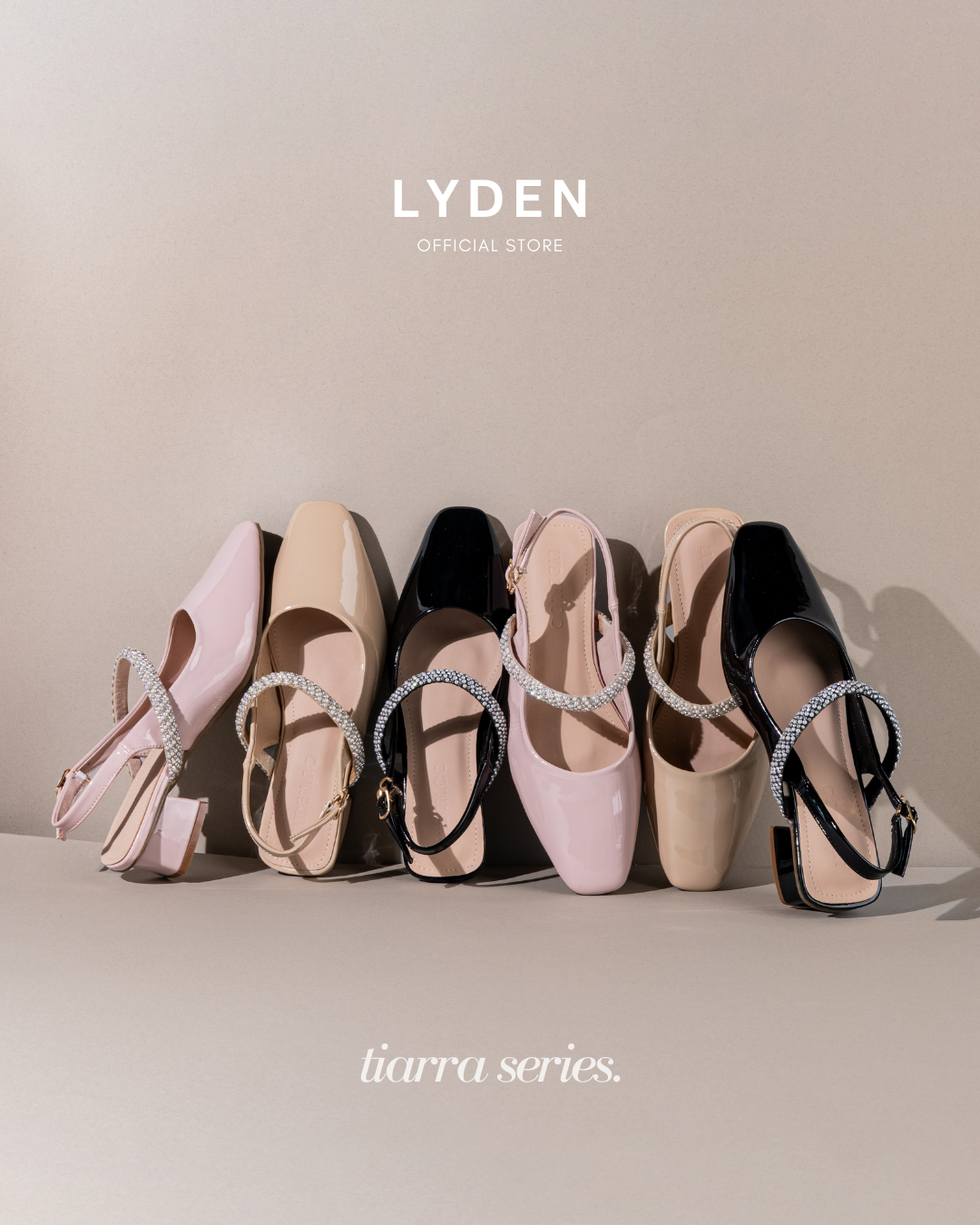 【NEW】Lyden Kasut Raya Tiarra series 4cm pump heels - Classic Black//Off White//Beige//Pink