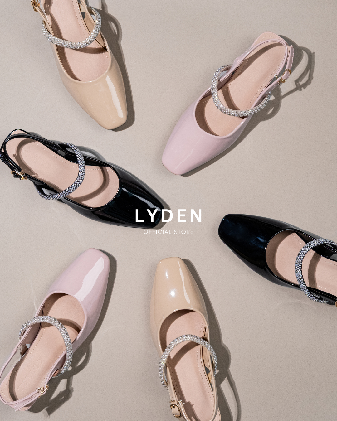 【NEW】Lyden Kasut Raya Tiarra series 4cm pump heels - Classic Black//Off White//Beige//Pink