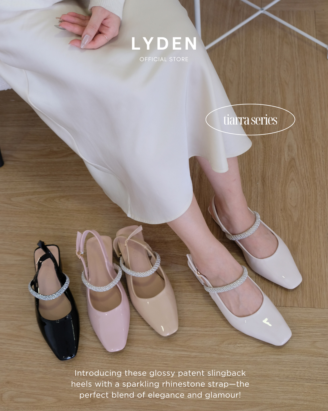 【NEW】Lyden Kasut Raya Tiarra series 4cm pump heels - Classic Black//Off White//Beige//Pink