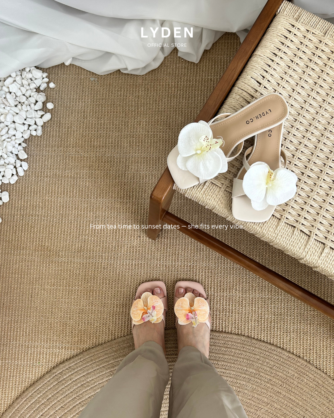 【Le Flowers The Secret Garden Series】Orkid Kiss Series 4.5cm pump heels - Beige//Pink//Cyan