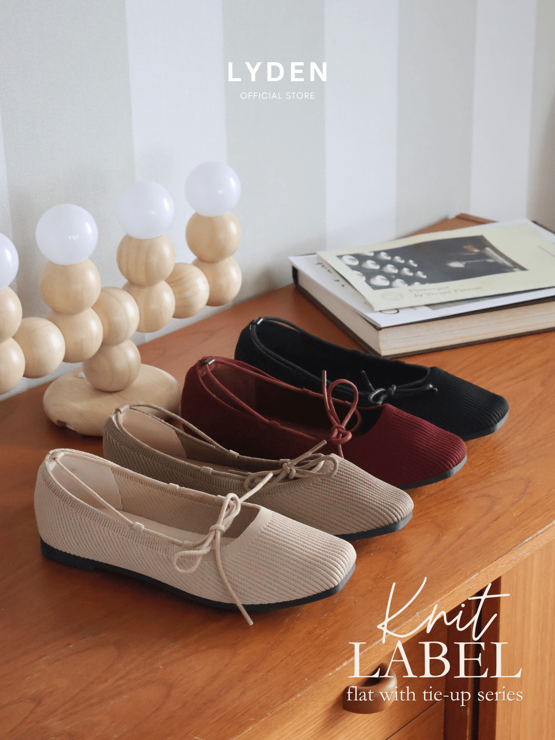 【NEW】【Knit Label】Flats with Tie-Up Series