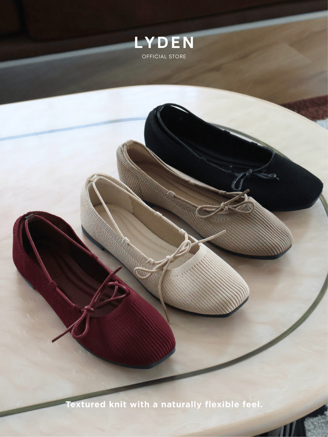 【NEW】【Knit Label】Flats with Tie-Up Series