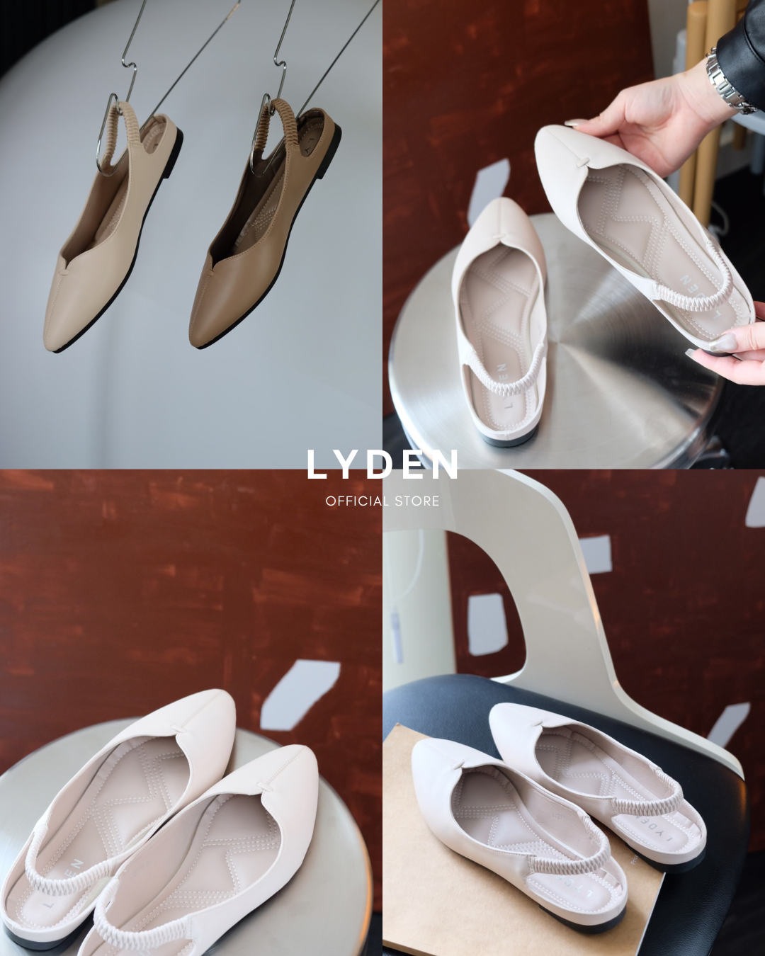 Lyden RHEA Series Flats - Beige//Brown//Black
