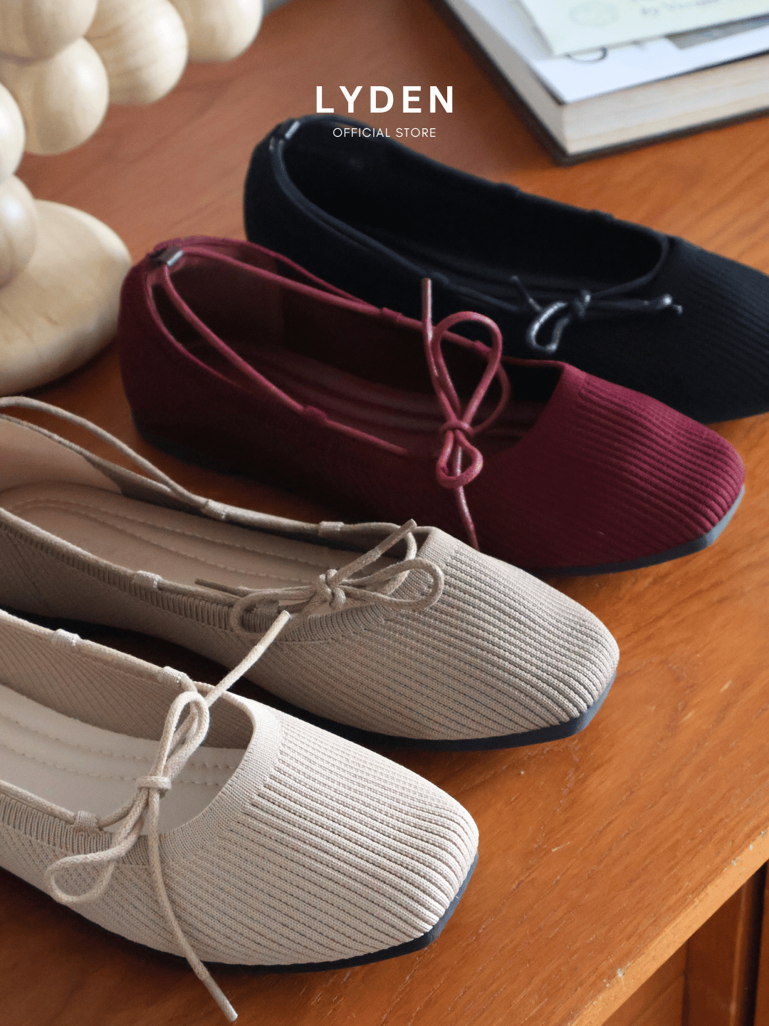 【NEW】【Knit Label】Flats with Tie-Up Series