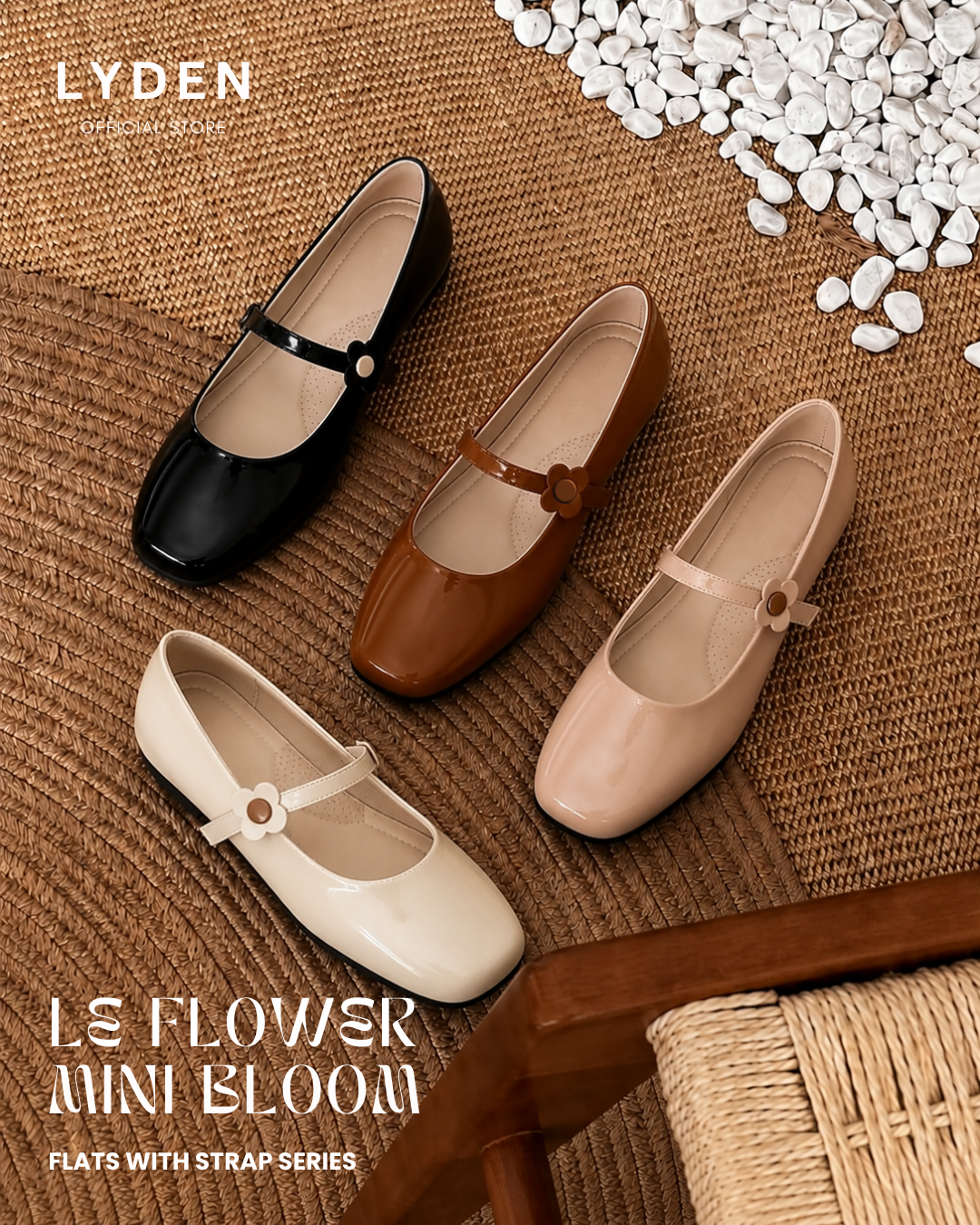 【NEW】【Le Flowers Mini Bloom】Flats with Strap Series