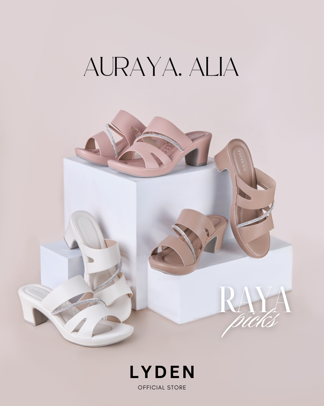 【NEW】Lyden Auraya Alia Series 6.5cm heels - Beige//Pink//Brown