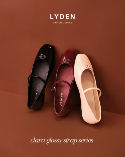 【NEW】Lyden Clara Glossy Strap Series Flats - Beige//Maroon//Classic Black