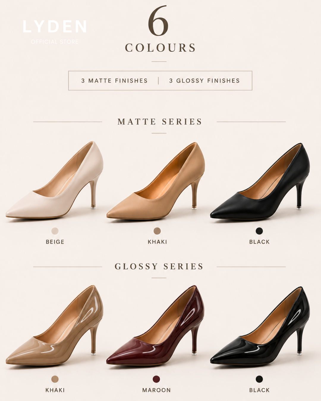 【NEW】Lyden Vera Series 7.5cm Matt & Glossy Heels