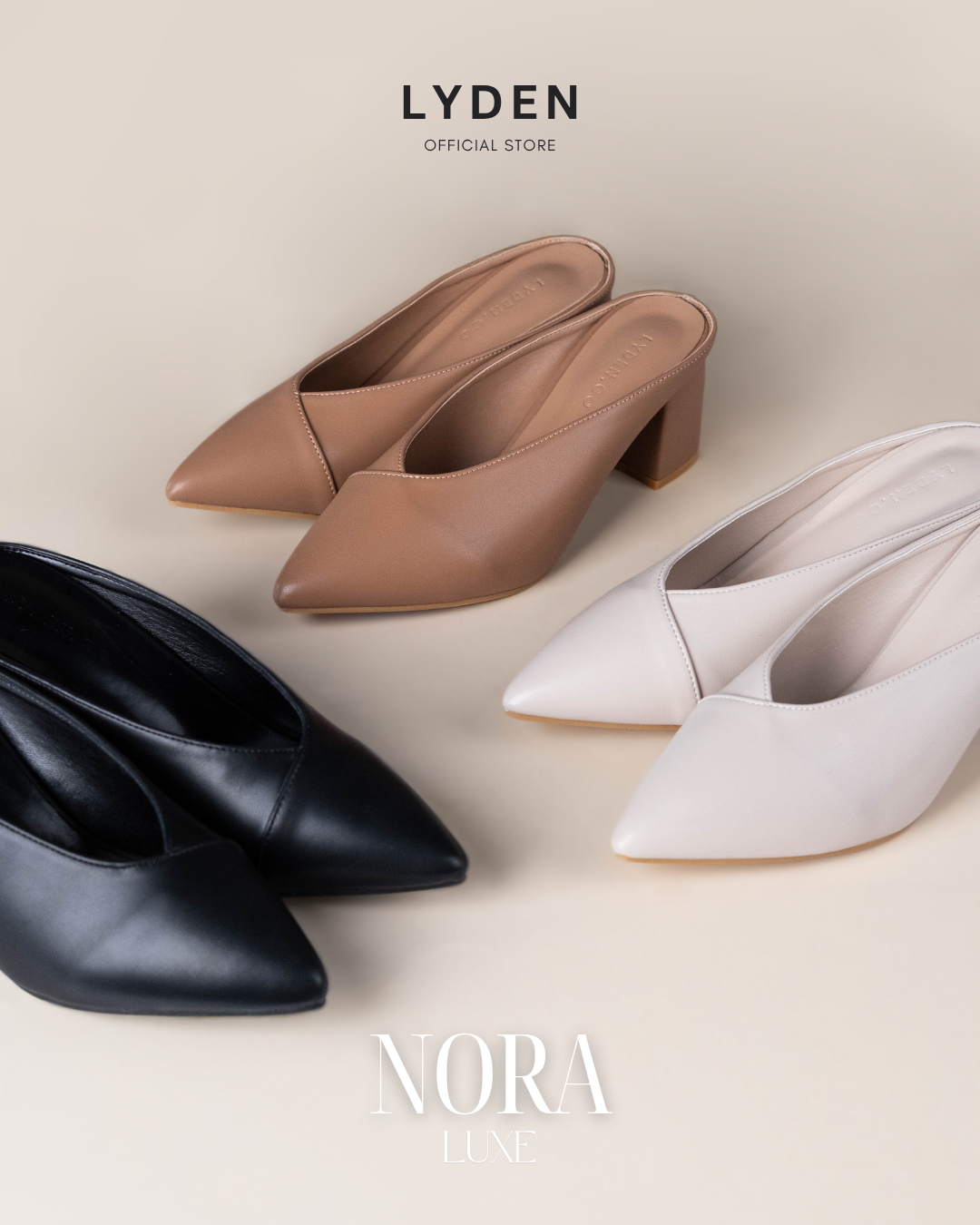 【NEW】Lyden Nora Luxe Series 2.5 inch pump heels - Classic Black//Khaki//Beige