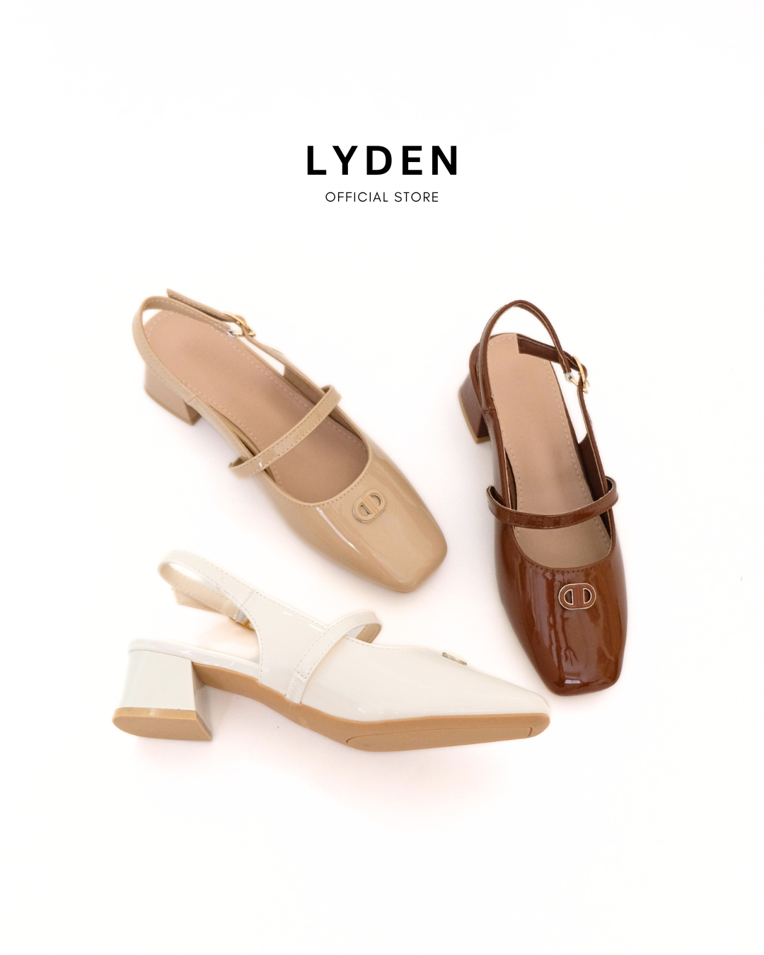 【NEW】Lyden Clara Glossy Heels series 5cm pump heels - Beige//Khaki//Brown