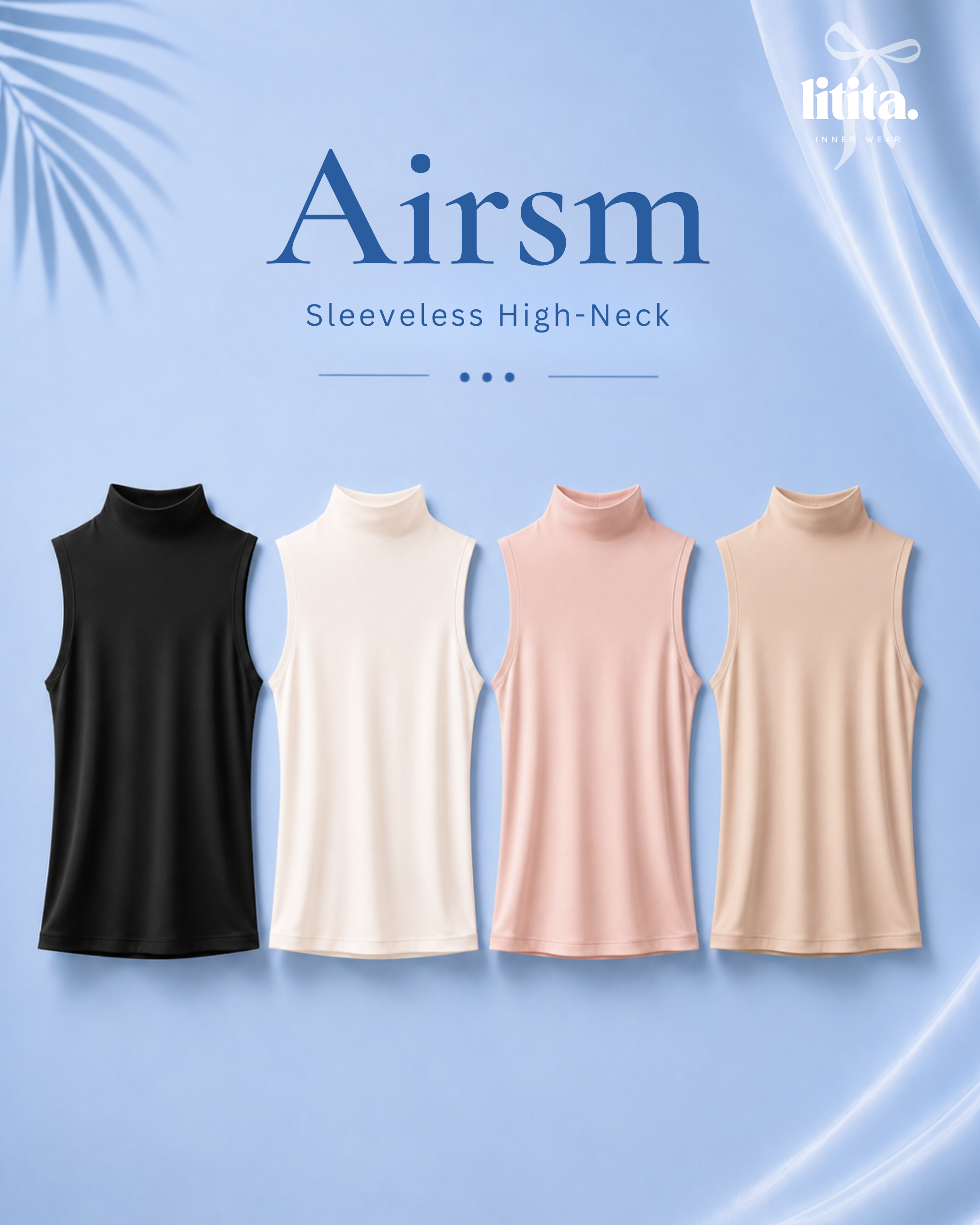 【Litita Ice Silk】Tops / Sleeveless High Neck
