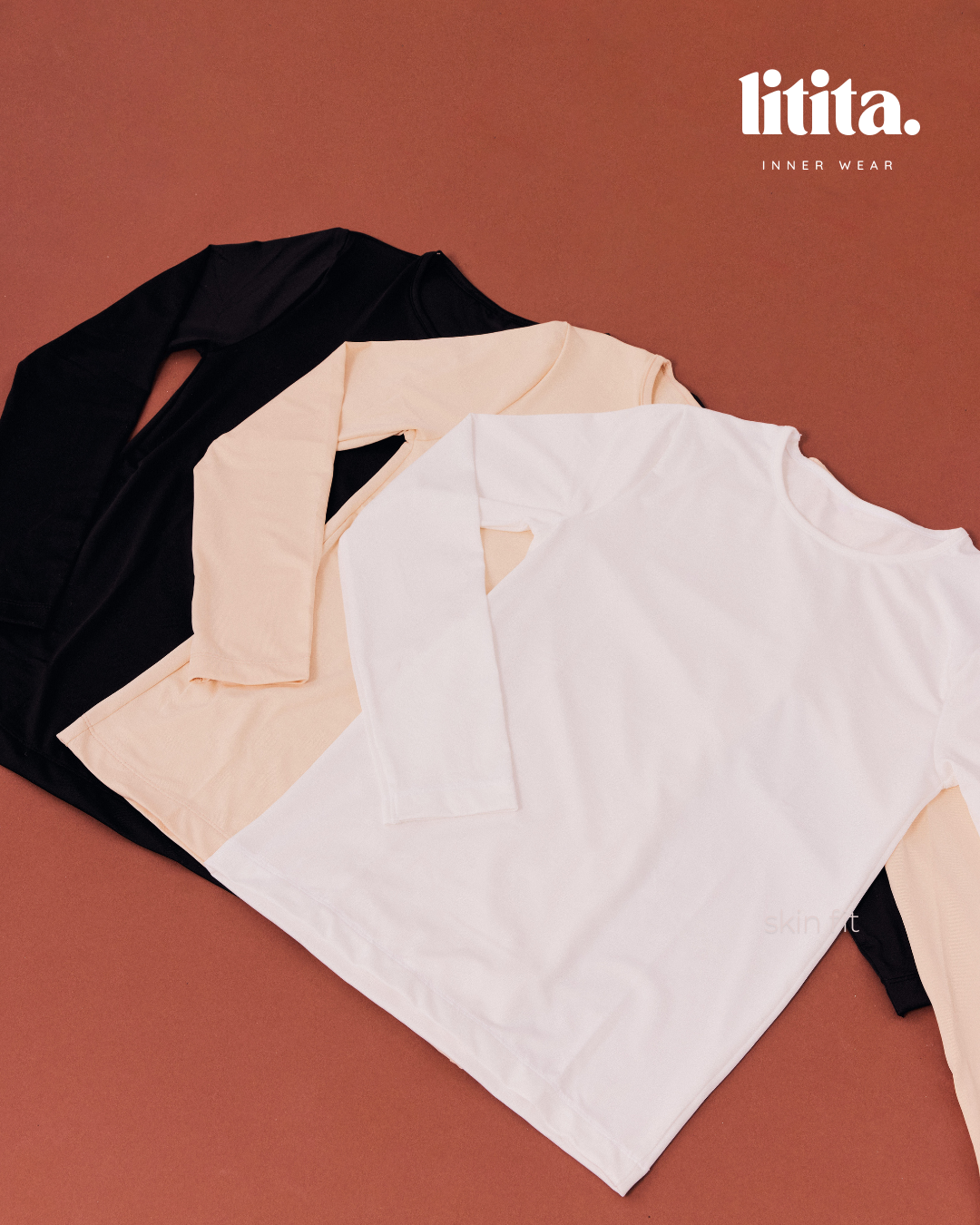 Lita Tops / Long-Sleeve Round Neckline innerwear - Black