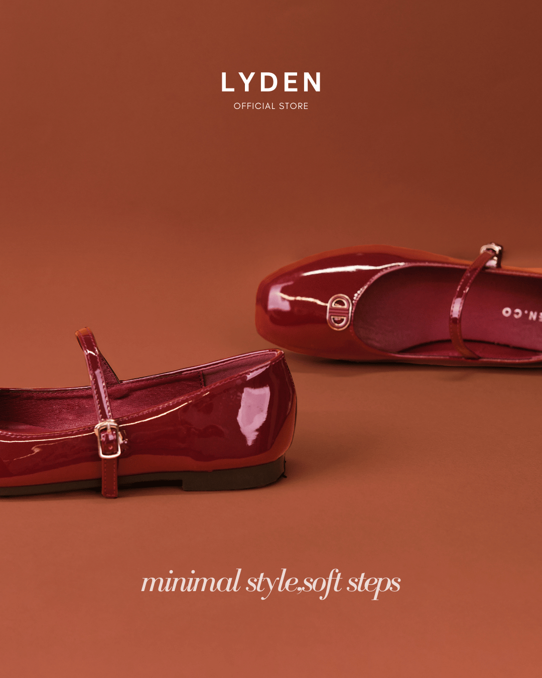 【NEW】Lyden Clara Glossy Strap Series Flats - Beige//Maroon//Classic Black