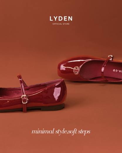 【NEW】Lyden Clara Glossy Strap Series Flats - Beige//Maroon//Classic Black