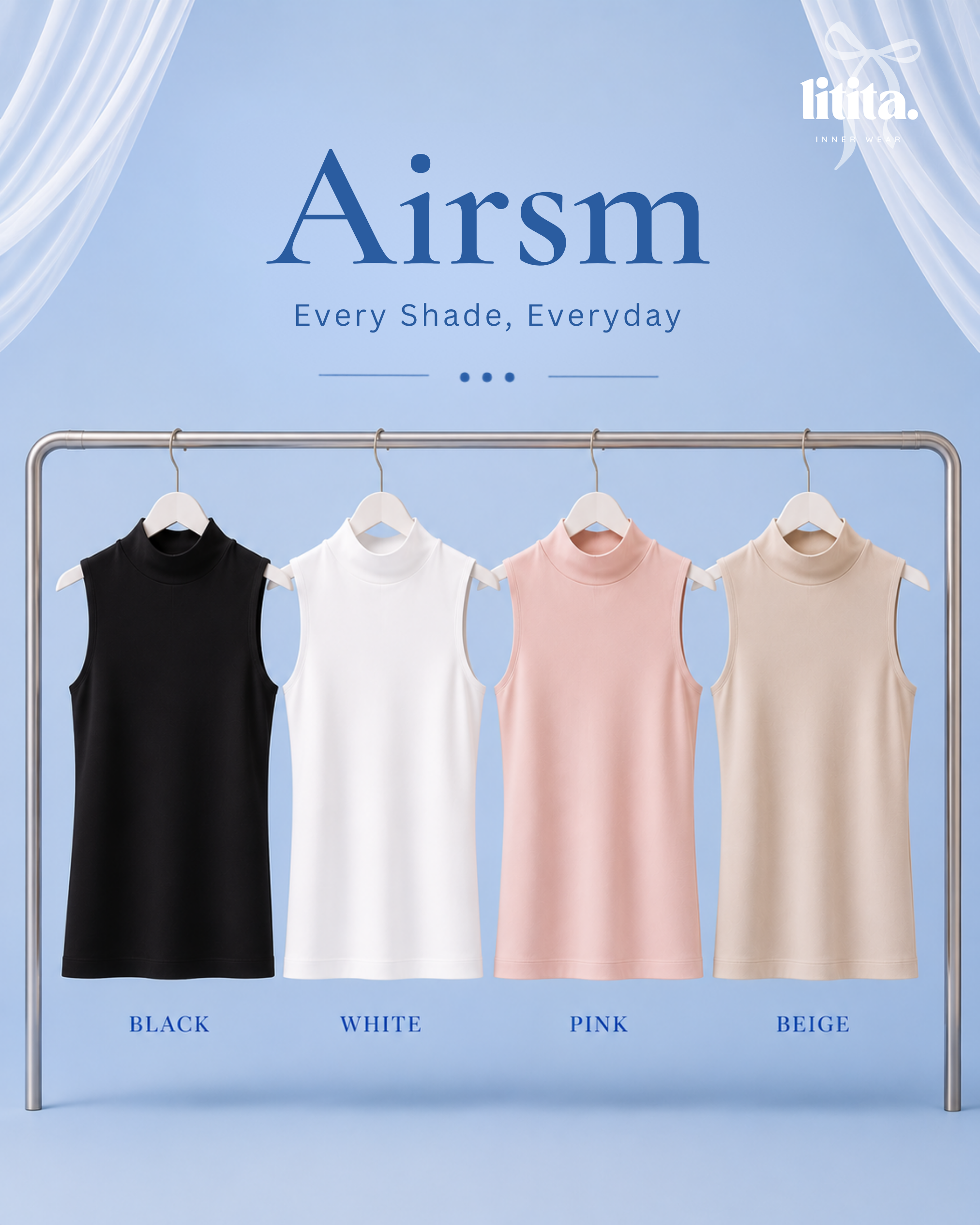 【Litita Ice Silk】Tops / Sleeveless High Neck