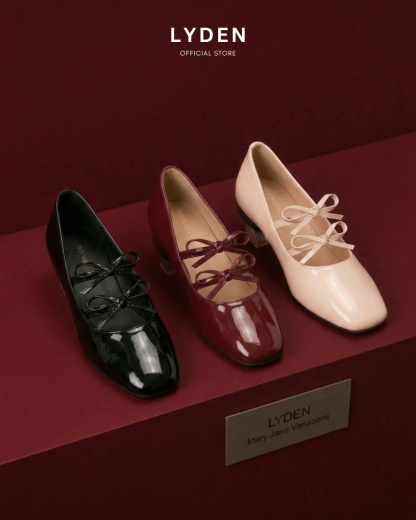 Lyden Mary Jane Bow and Jane Series Flats - Classic Black//Maroon//Beige