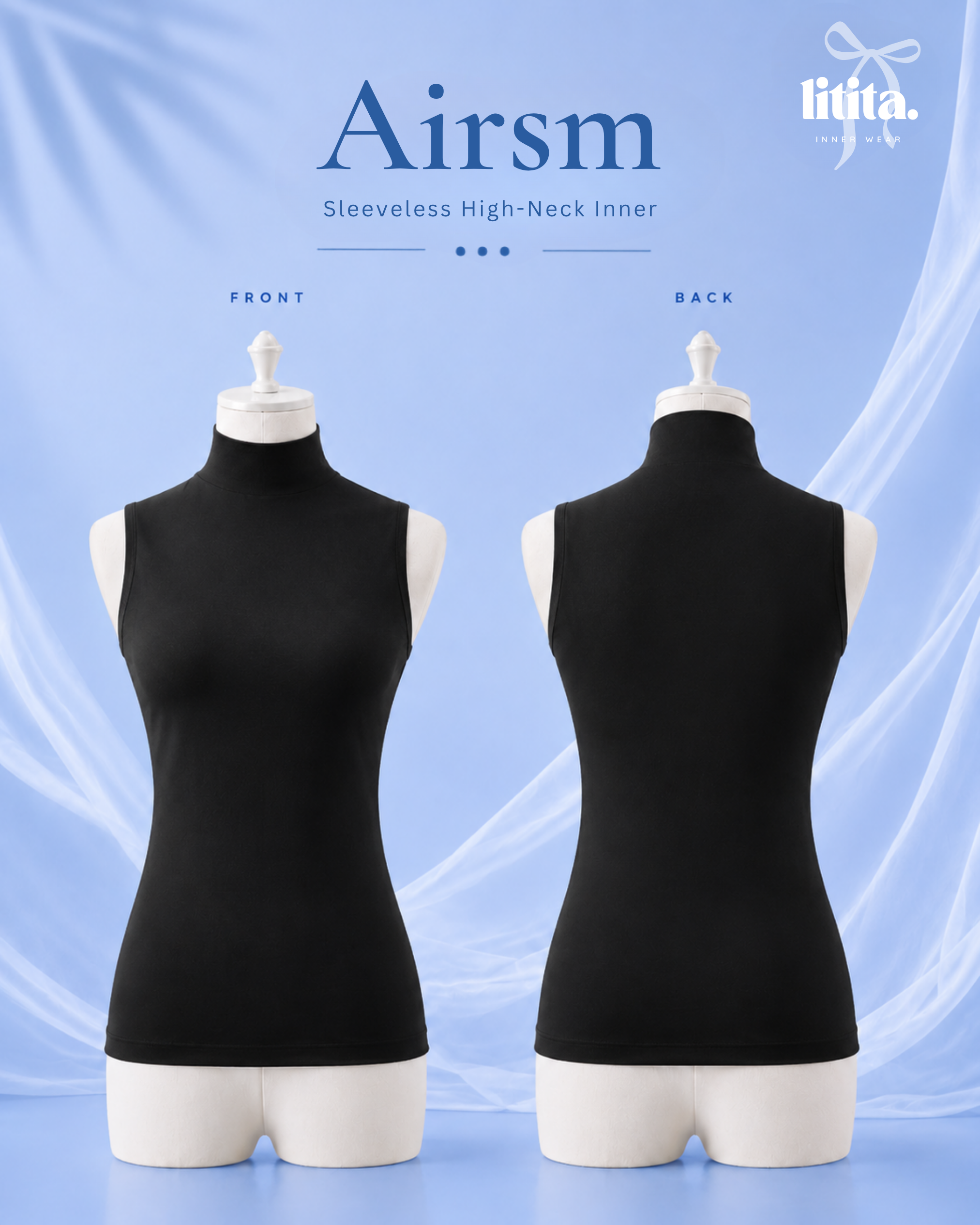 【Litita Ice Silk】Tops / Sleeveless High Neck