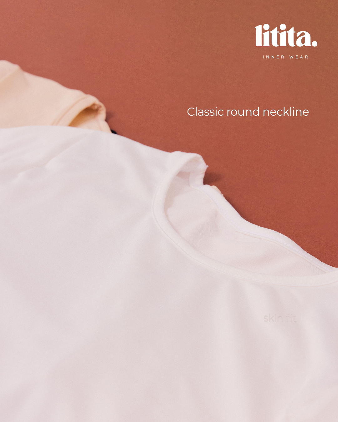 Lita Tops / Long-Sleeve Round Neckline innerwear - Nude