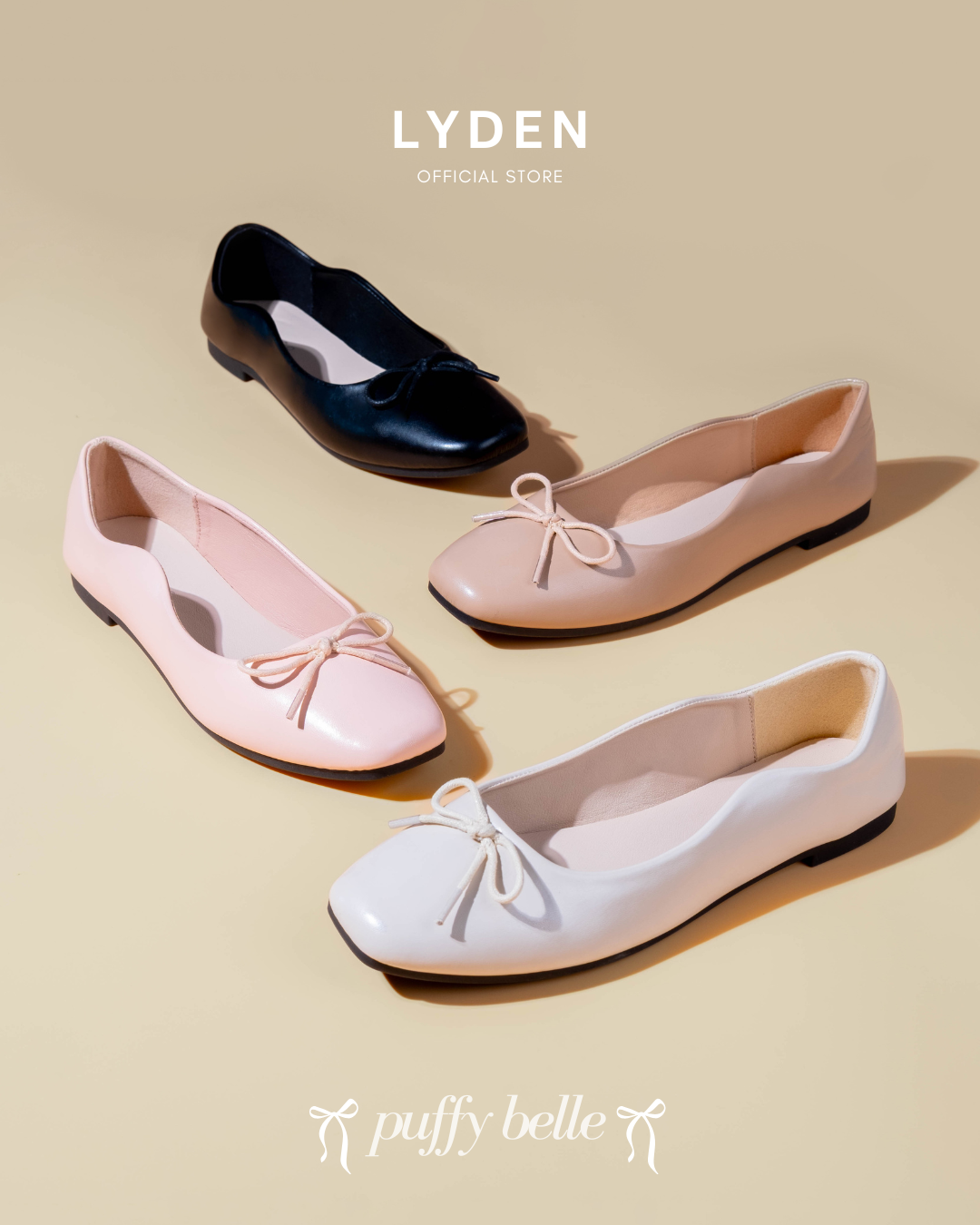【NEW】Lyden Puffy Belle Series Flats - Beige//Pink//Khaki//Classic Black