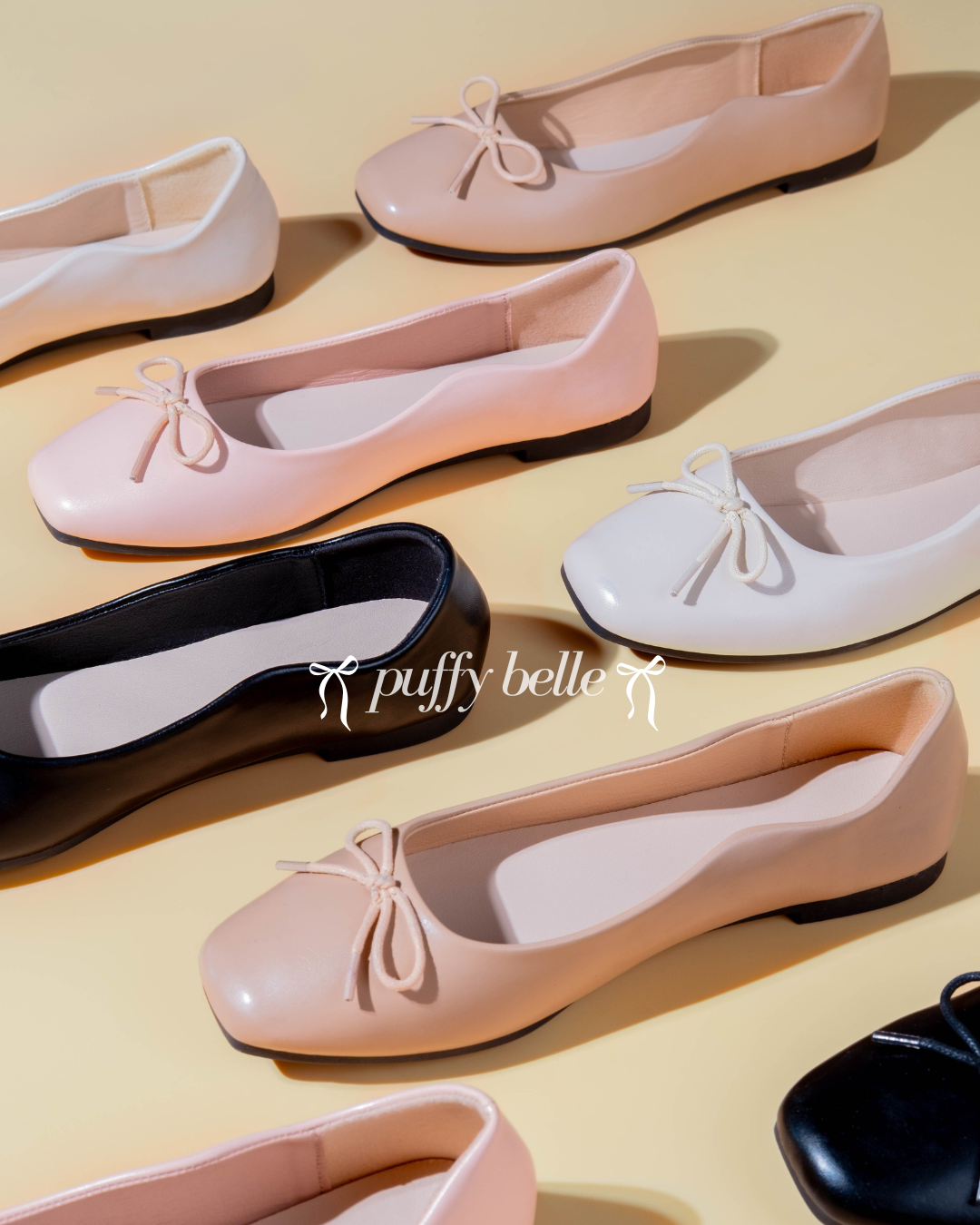 【NEW】Lyden Puffy Belle Series Flats - Beige//Pink//Khaki//Classic Black