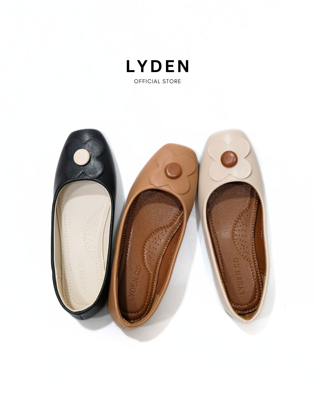 【Le Flowers The Secret Garden Series】No.4 Petal Womens Flats/ Womens floral flats /cushion flats /Kasut Bunga Perempuan - Classic Black//Brown//Beige