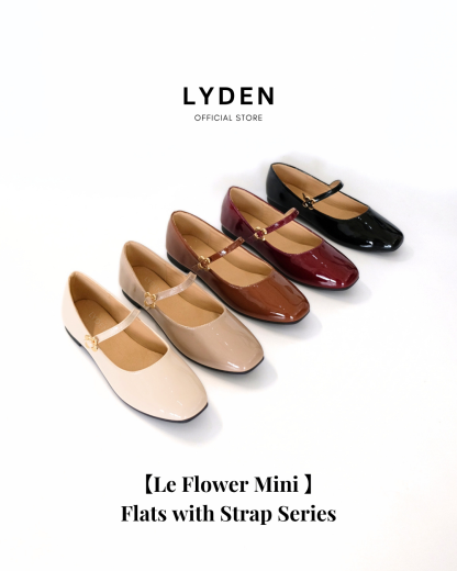 【Le Flowers Mini】Flats with Strap Series - Beige//Khaki//Brown/Maroon//Classic Black