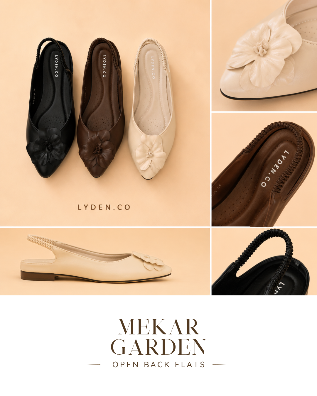【Mekar Garden】Open Back Flats Series