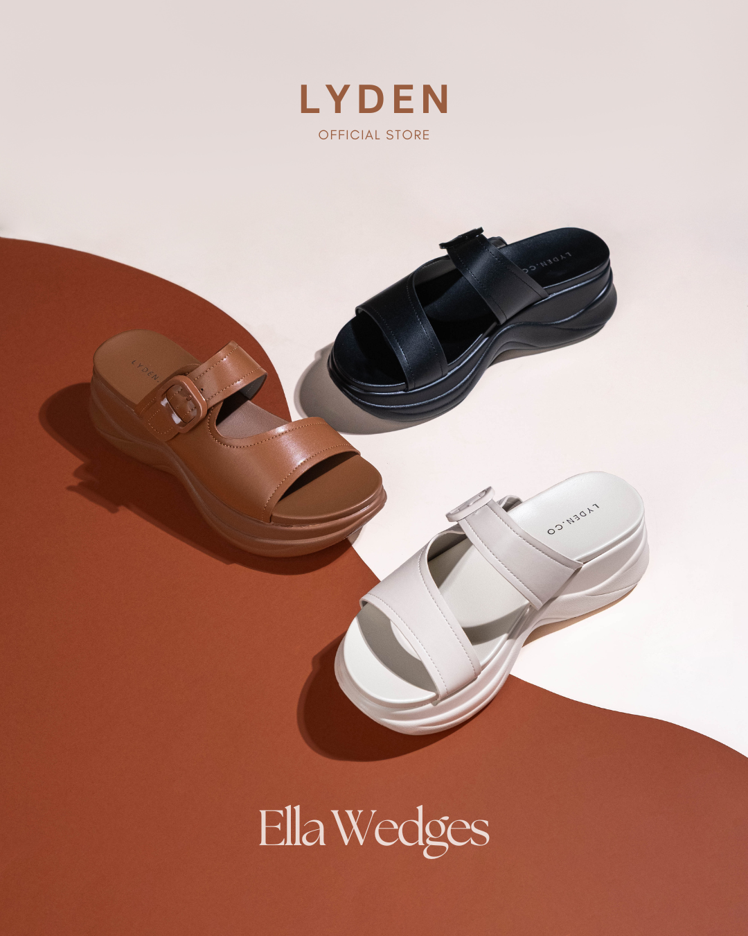 【NEW】Lyden Ella Wedges Series 6cm Platform Sandals - Pink//Brown//Classic Black