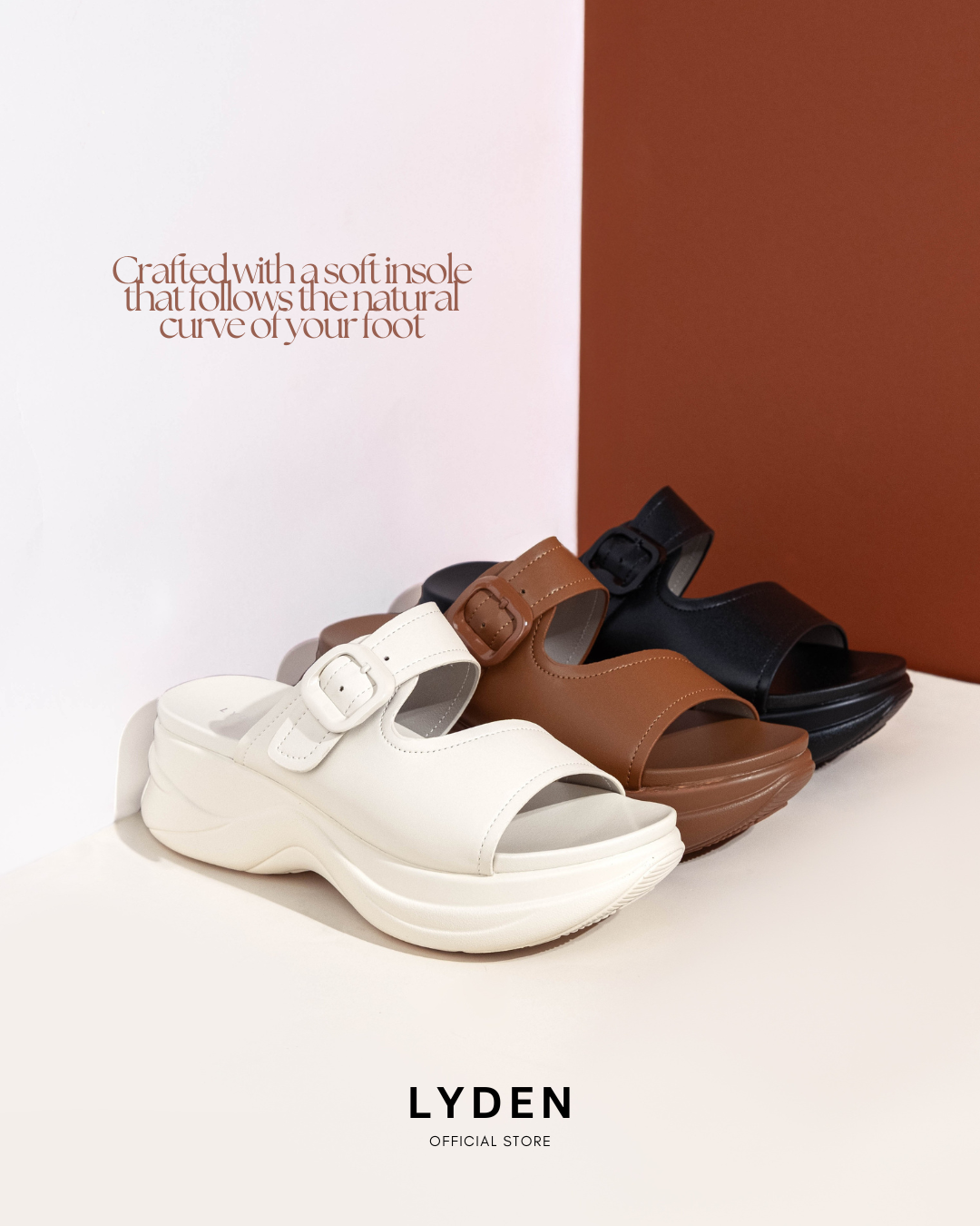 【NEW】Lyden Ella Wedges Series 6cm Platform Sandals - Pink//Brown//Classic Black
