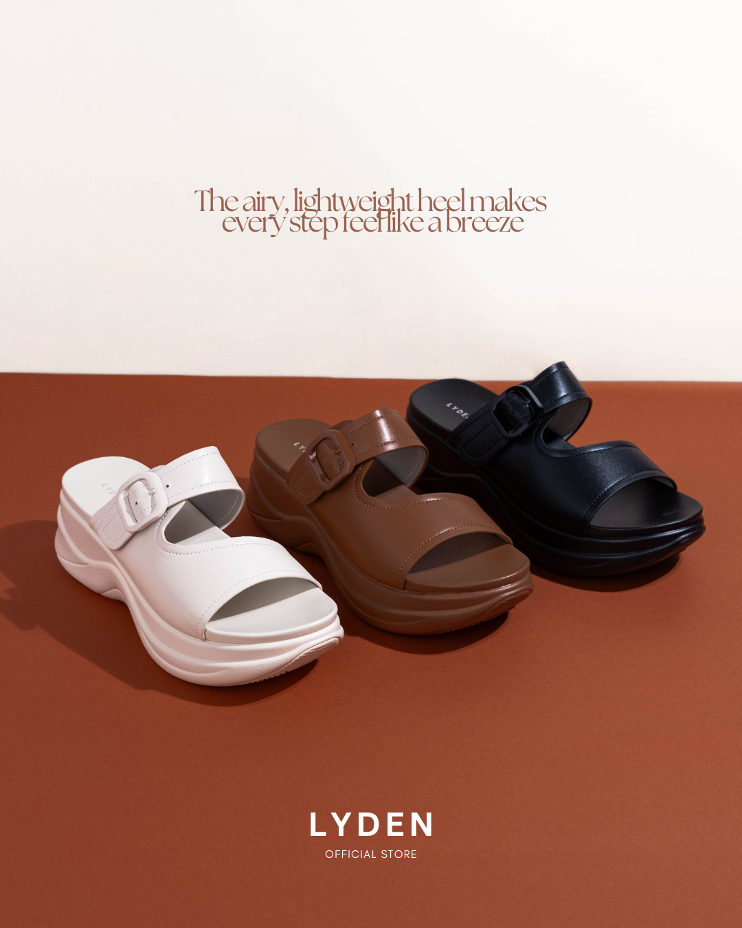 【NEW】Lyden Ella Wedges Series 6cm Platform Sandals - Pink//Brown//Classic Black